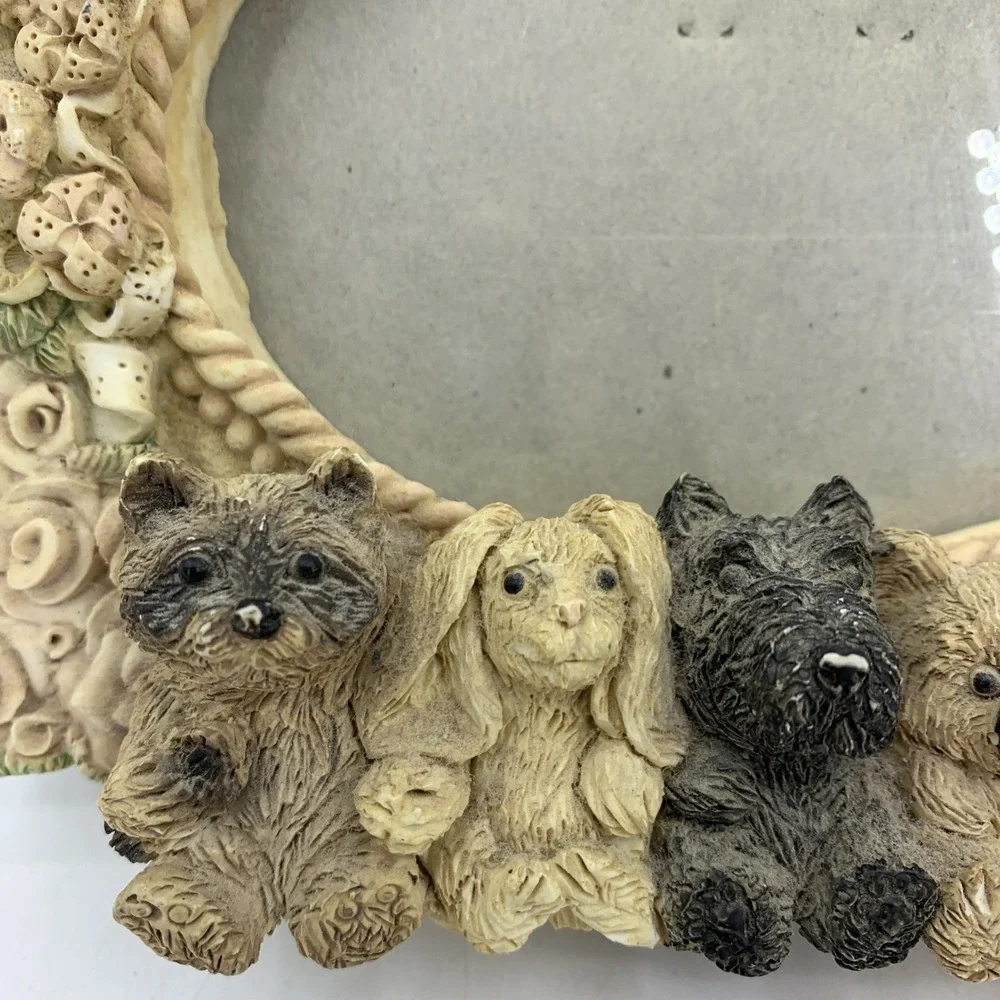 Vtg Frame Puppies Dogs‎ Pigs Koala Bunny Raccoon Farmhouse Cottagecore Woodland